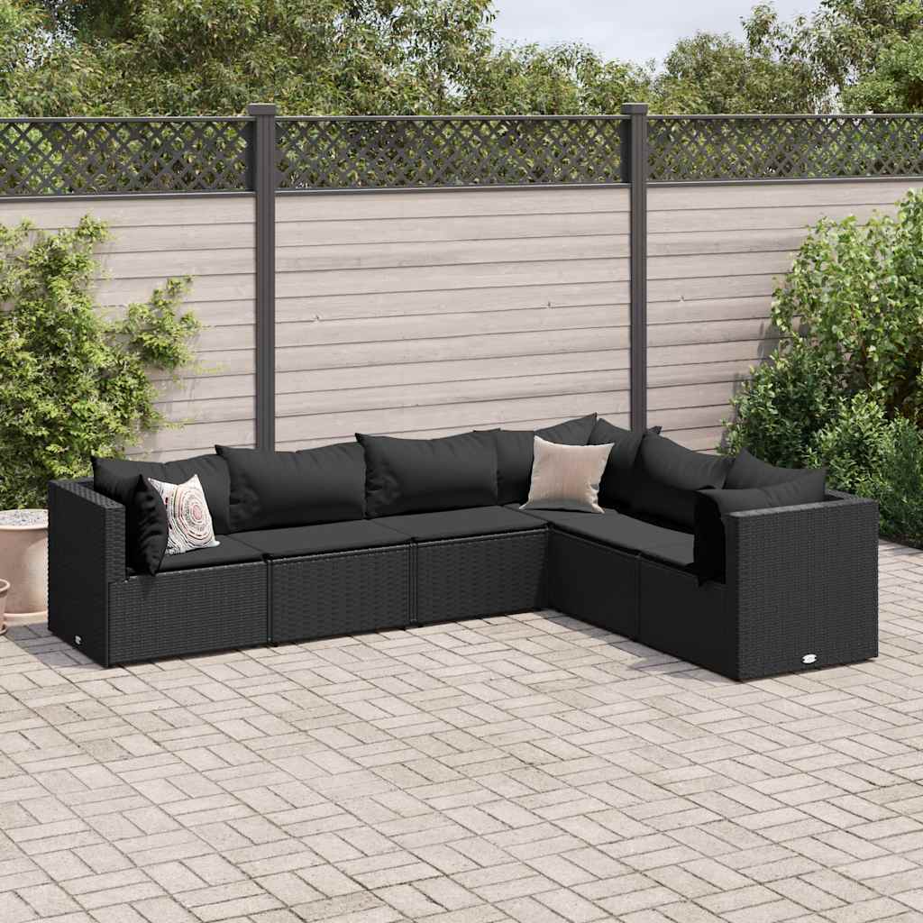 6-Delige Loungeset Met Kussens Poly Rattan