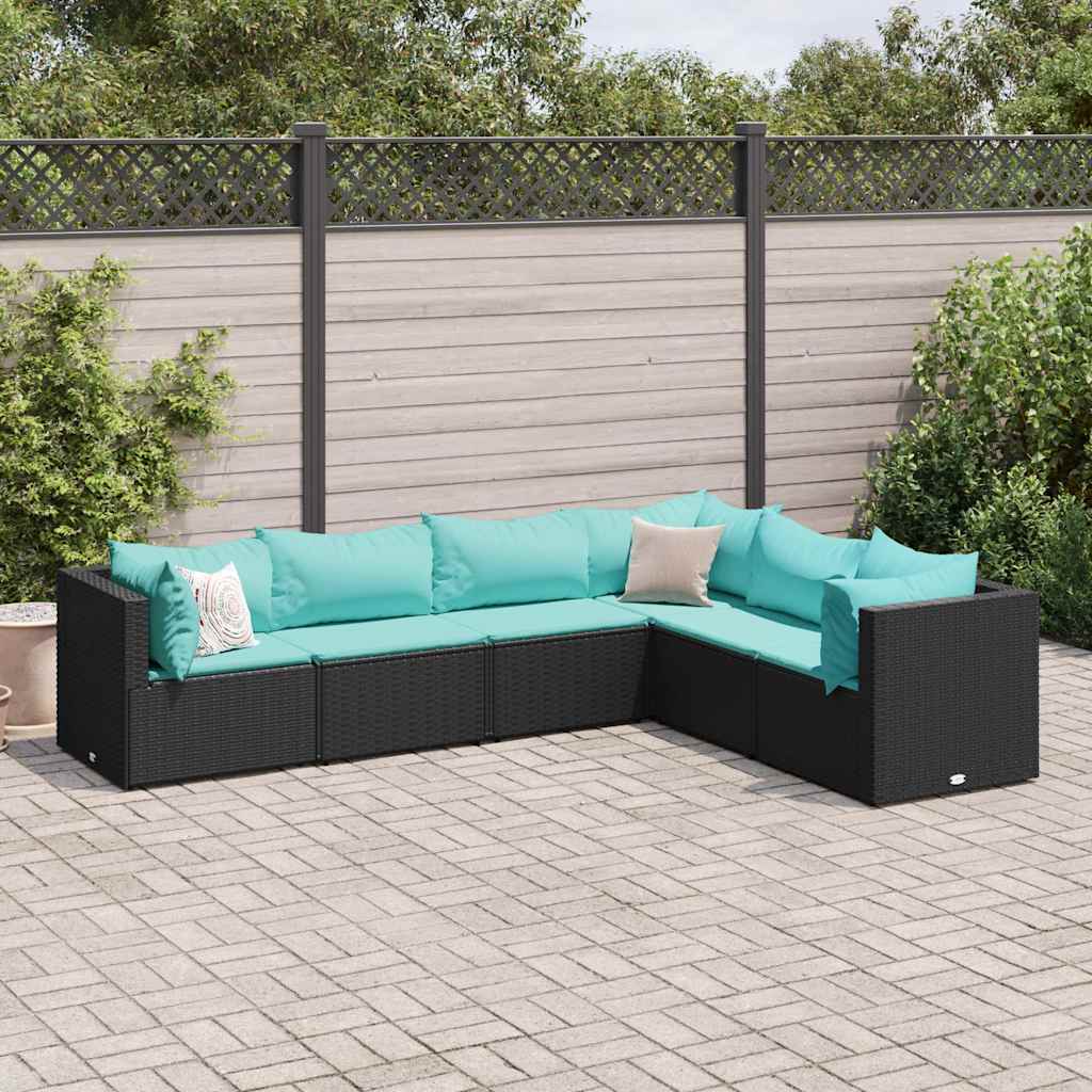 6-Delige Loungeset Met Kussens Poly Rattan