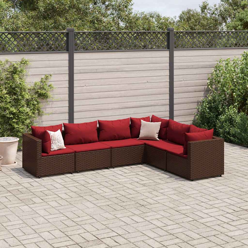 6-Delige Loungeset Met Kussens Poly Rattan