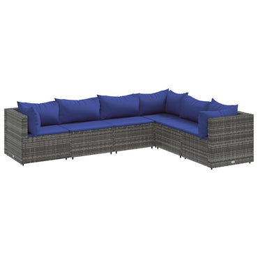 6-Delige Loungeset Met Kussens Poly Rattan