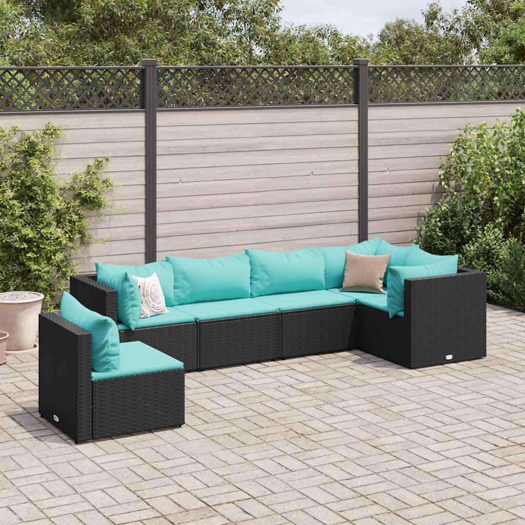 6-Delige Loungeset Met Kussens Poly Rattan