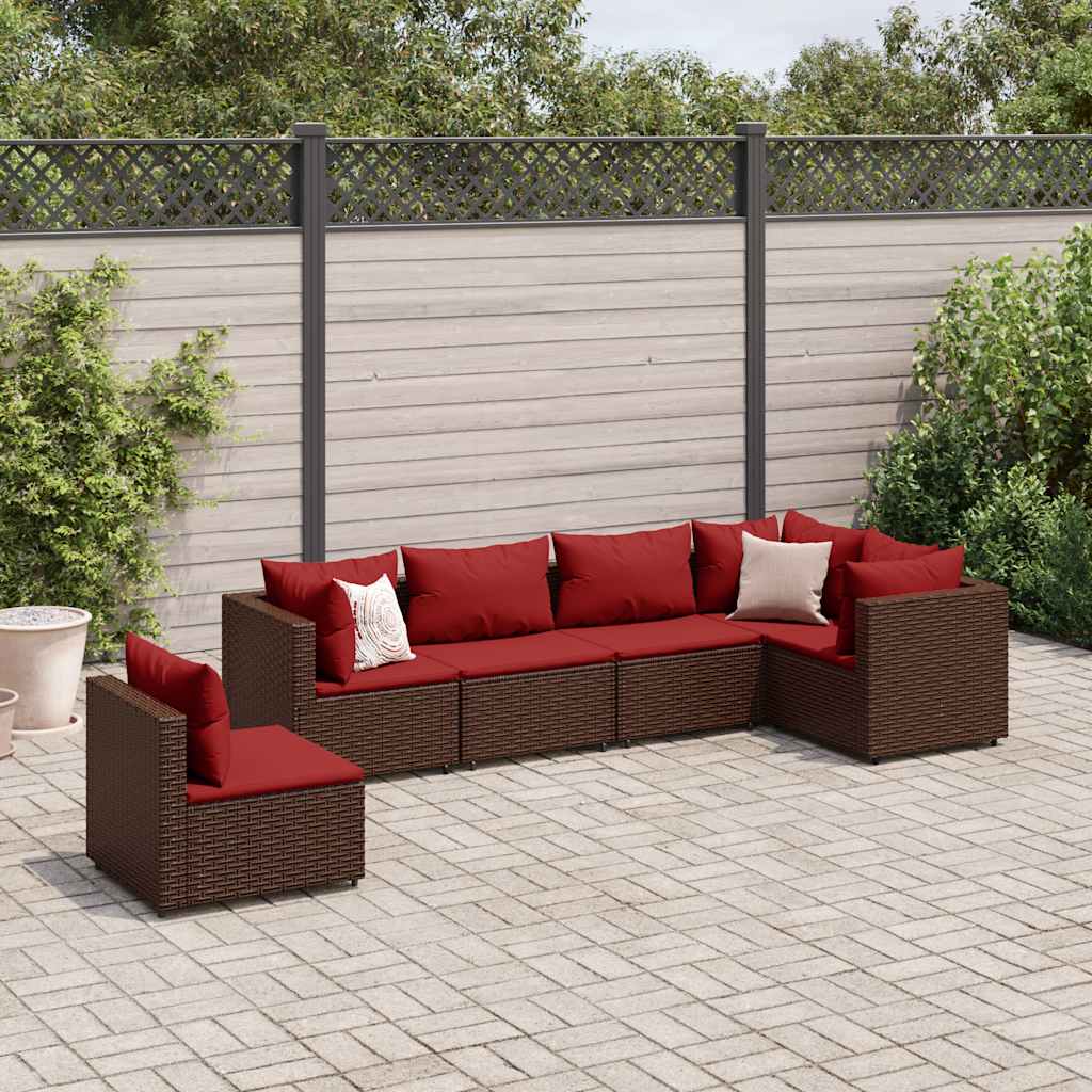 6-Delige Loungeset Met Kussens Poly Rattan