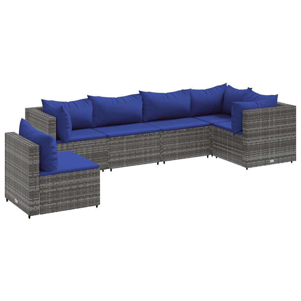 6-Delige Loungeset Met Kussens Poly Rattan
