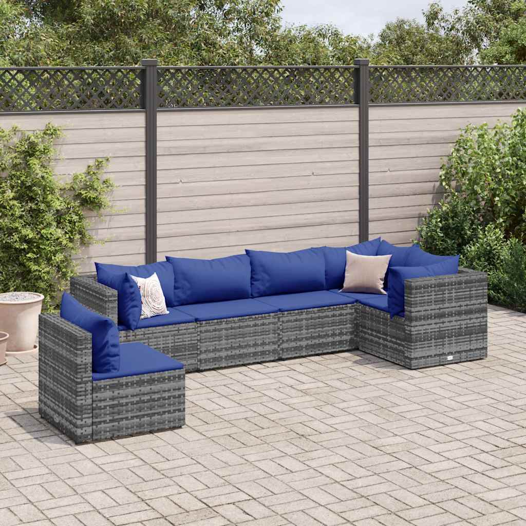 6-Delige Loungeset Met Kussens Poly Rattan