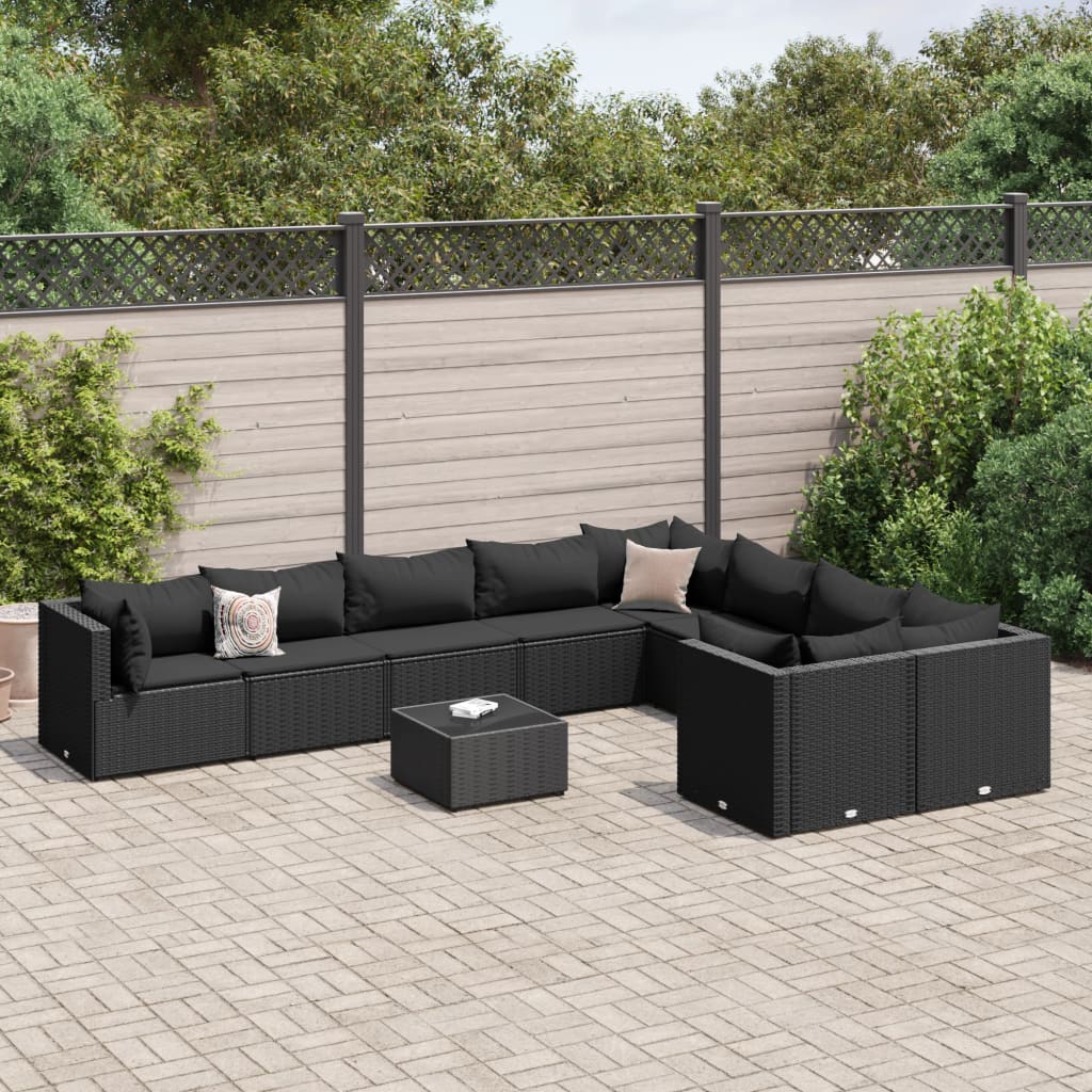 10-Delige Loungeset Met Kussens Poly Rattan