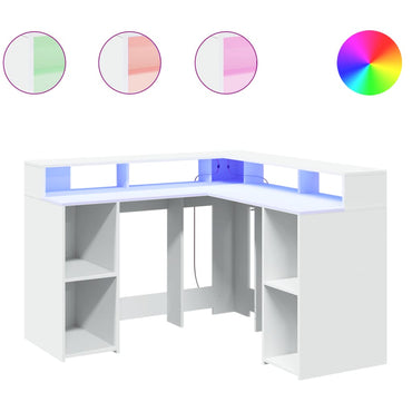 Bureau Met Led-Verlichting Bewerkt Hout