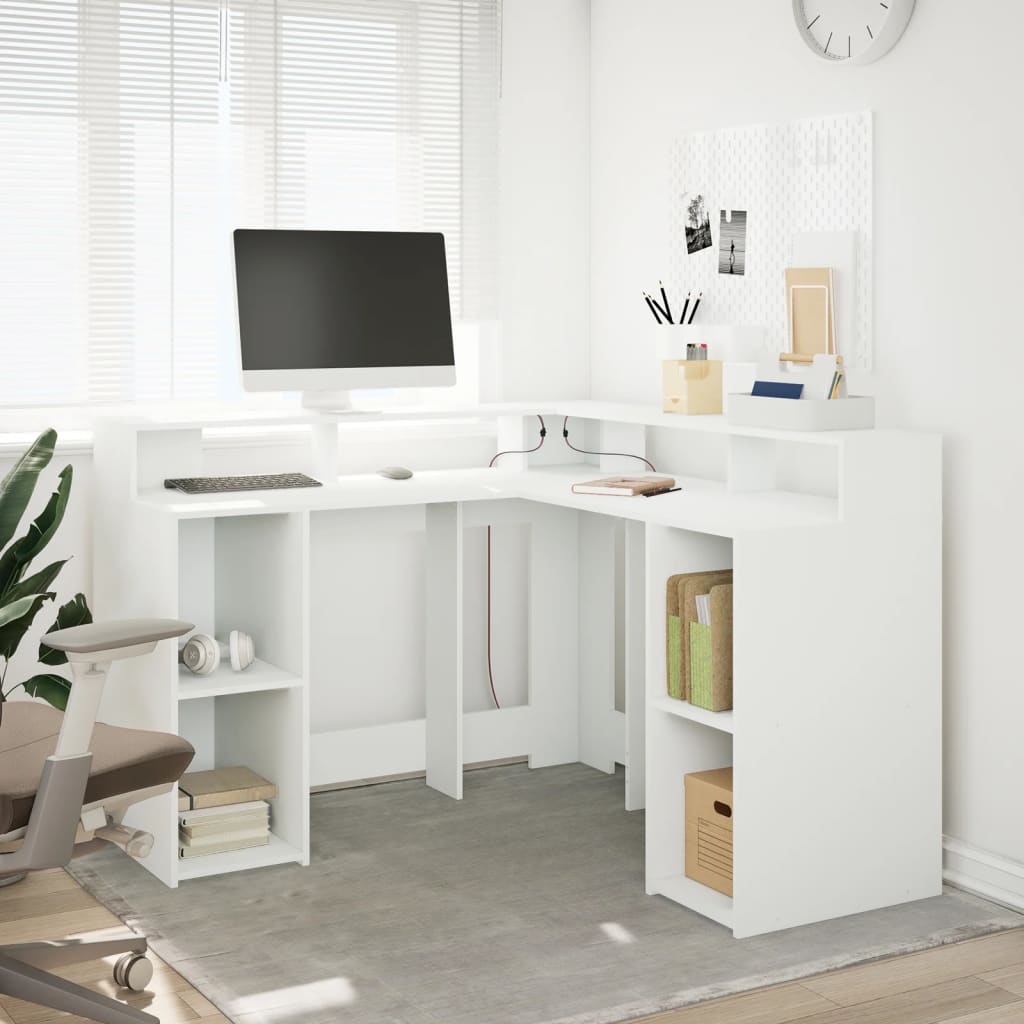 Bureau Met Led-Verlichting Bewerkt Hout