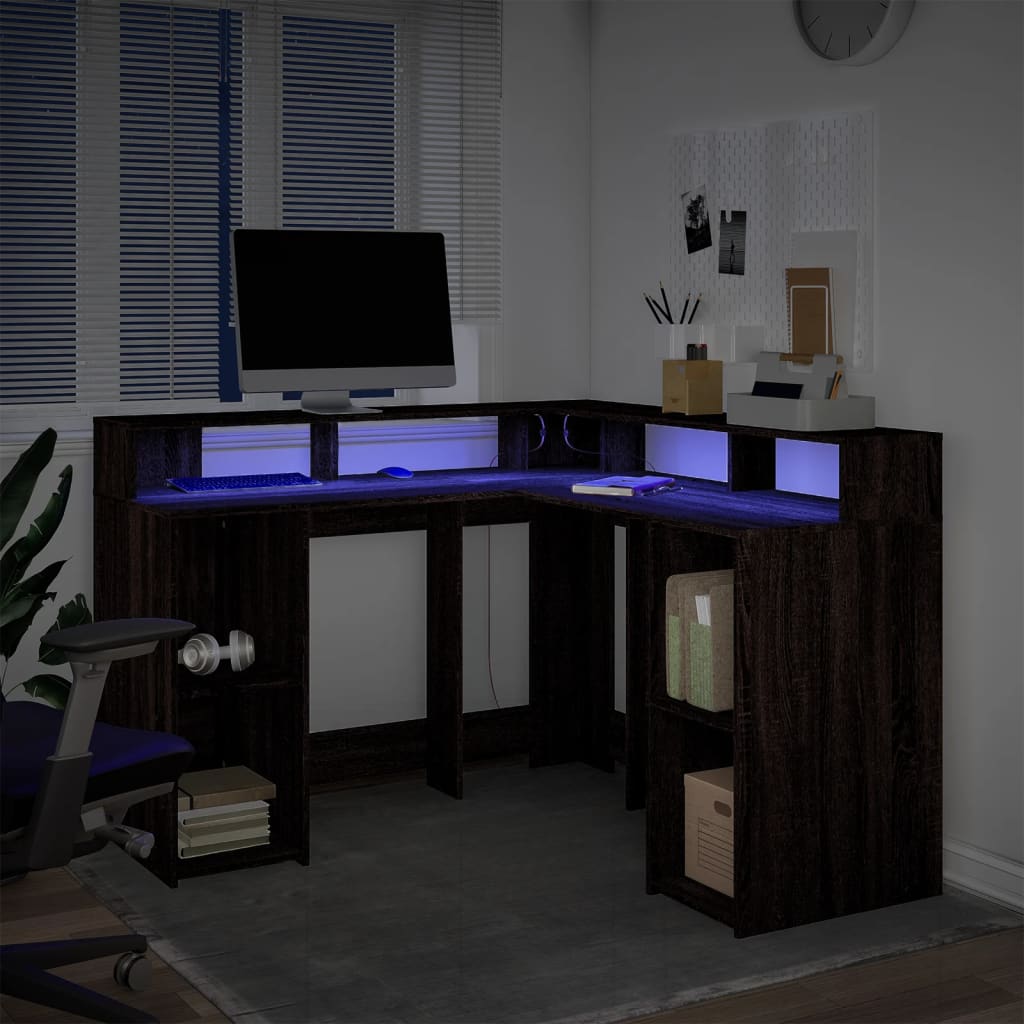 Bureau Met Led-Verlichting Hout