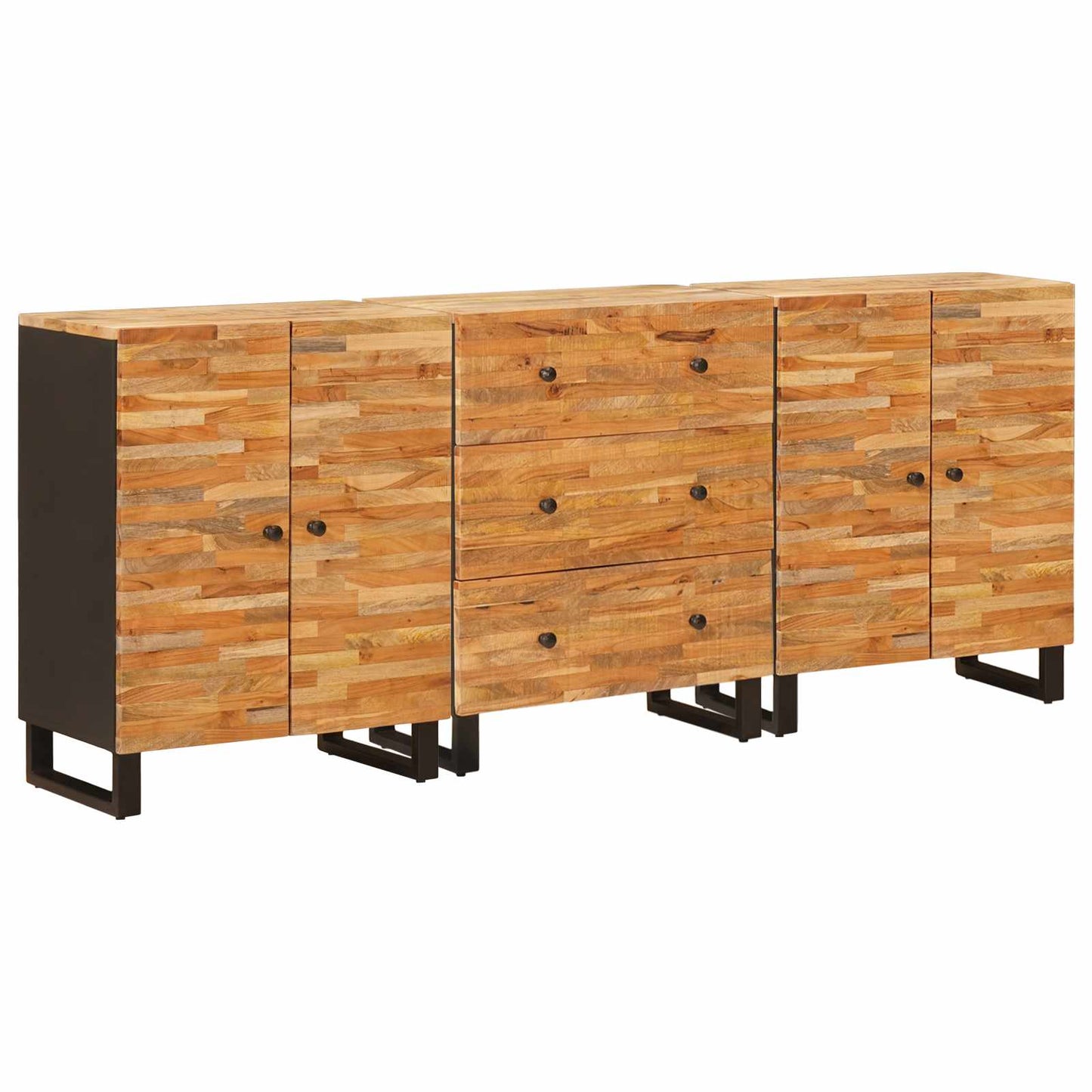 Dressoir 3 Pcs Bruin 60 X 33 X 75 Cm Massief Mango Hout