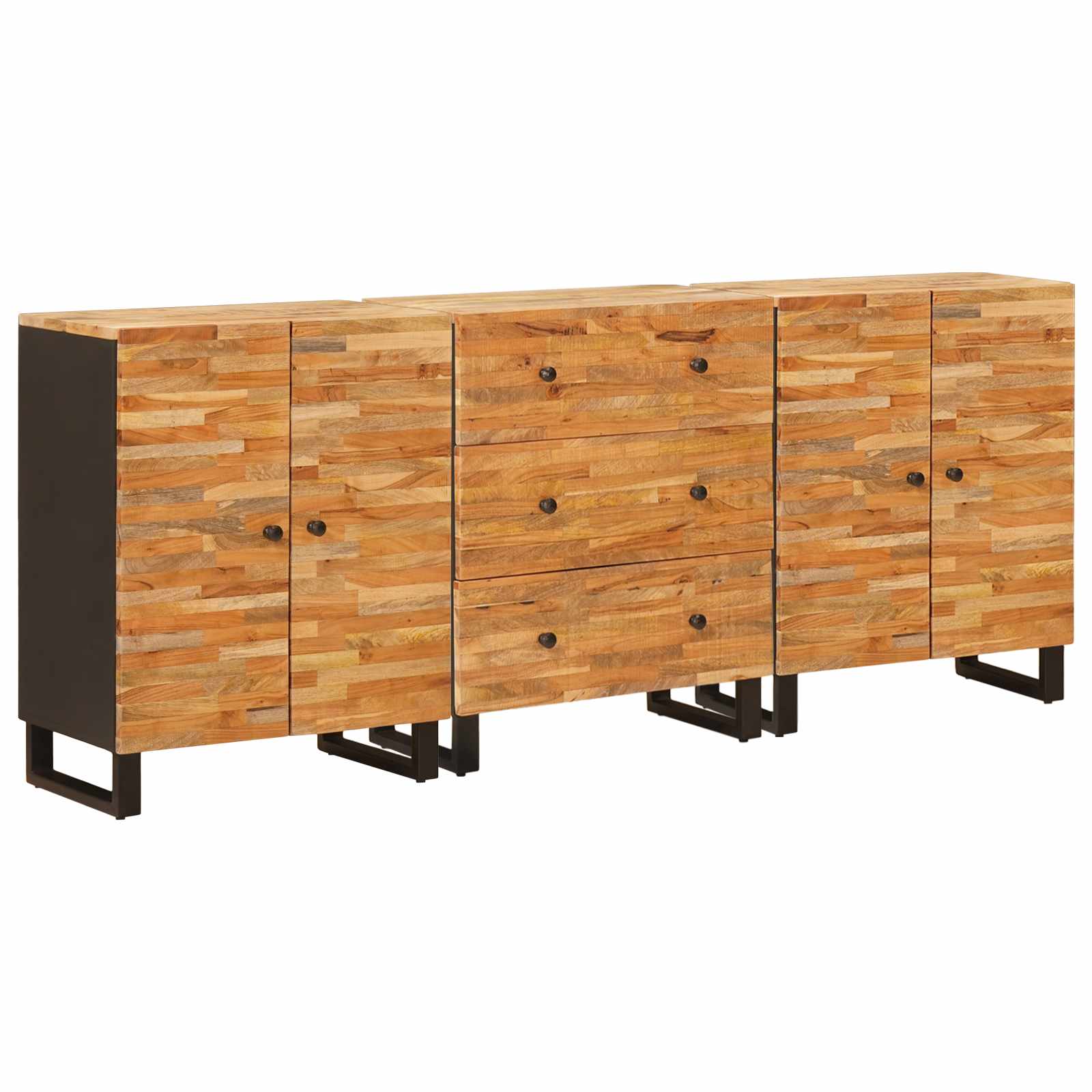 Dressoir 3 Pcs Bruin 60 X 33 X 75 Cm Massief Mango Hout