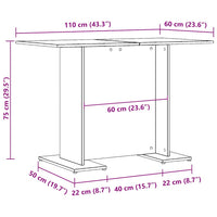 Eettafel 110X60X75 Cm Bewerkt Hout