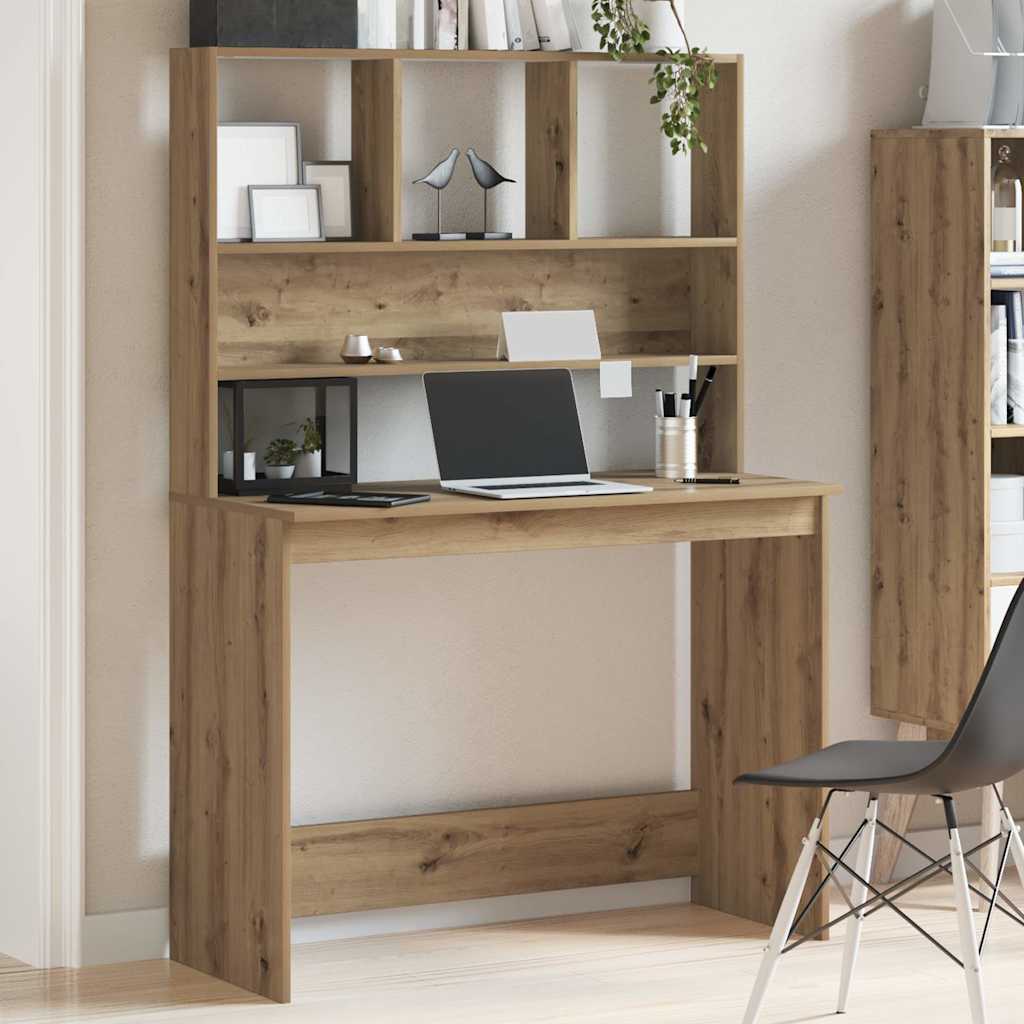 Bureau Met Schappen 102X45X148 Bewerkt Hout Kleur