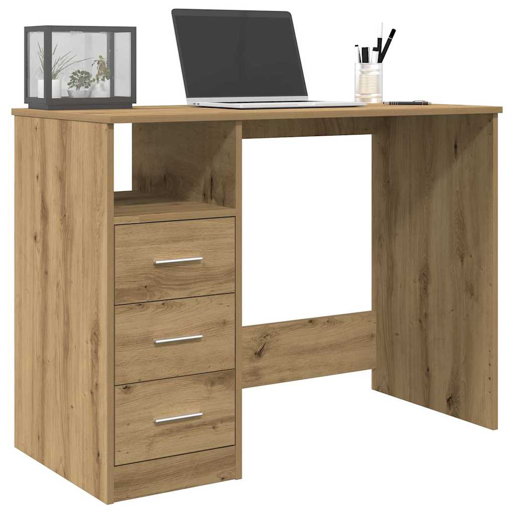 Bureau Met Lades 102X50X76 Cm Bewerkt Hout Kleurig