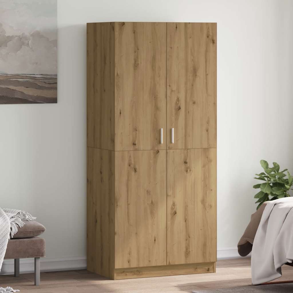 Kledingkast 90X52X200 Cm Bewerkt Hout Eikenkleurig
