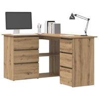 Hoekbureau 145X100X76 Cm Bewerkt Hout Artisanaal Eikenkleur