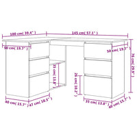 Hoekbureau 145X100X76 Cm Bewerkt Hout Artisanaal Eikenkleur
