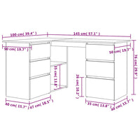 Hoekbureau 145X100X76 Cm Bewerkt Hout Artisanaal Eikenkleur