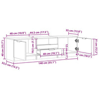 Tv-Meubel 140X35X40 Cm Bewerkt Hout Kleurig
