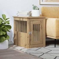 Hondenbench 64,5X80X71 Cm Bewerkt Hout Artisanaal Eikenkleur