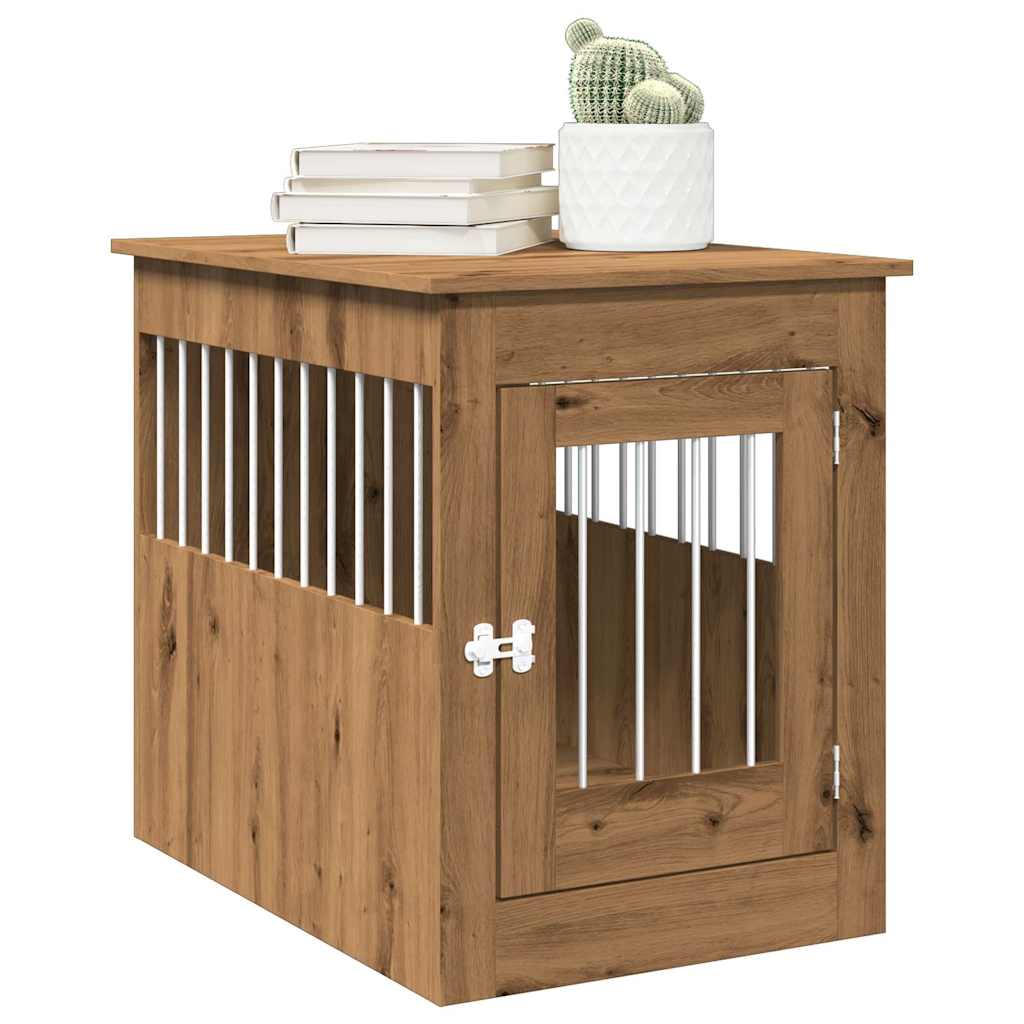 Hondenbench 64,5X80X71 Cm Bewerkt Hout Artisanaal Eikenkleur