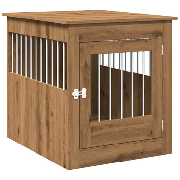 Hondenbench 64,5X80X71 Cm Bewerkt Hout Artisanaal Eikenkleur