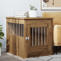 Hondenbench 64,5X80X71 Cm Bewerkt Hout Artisanaal Eikenkleur