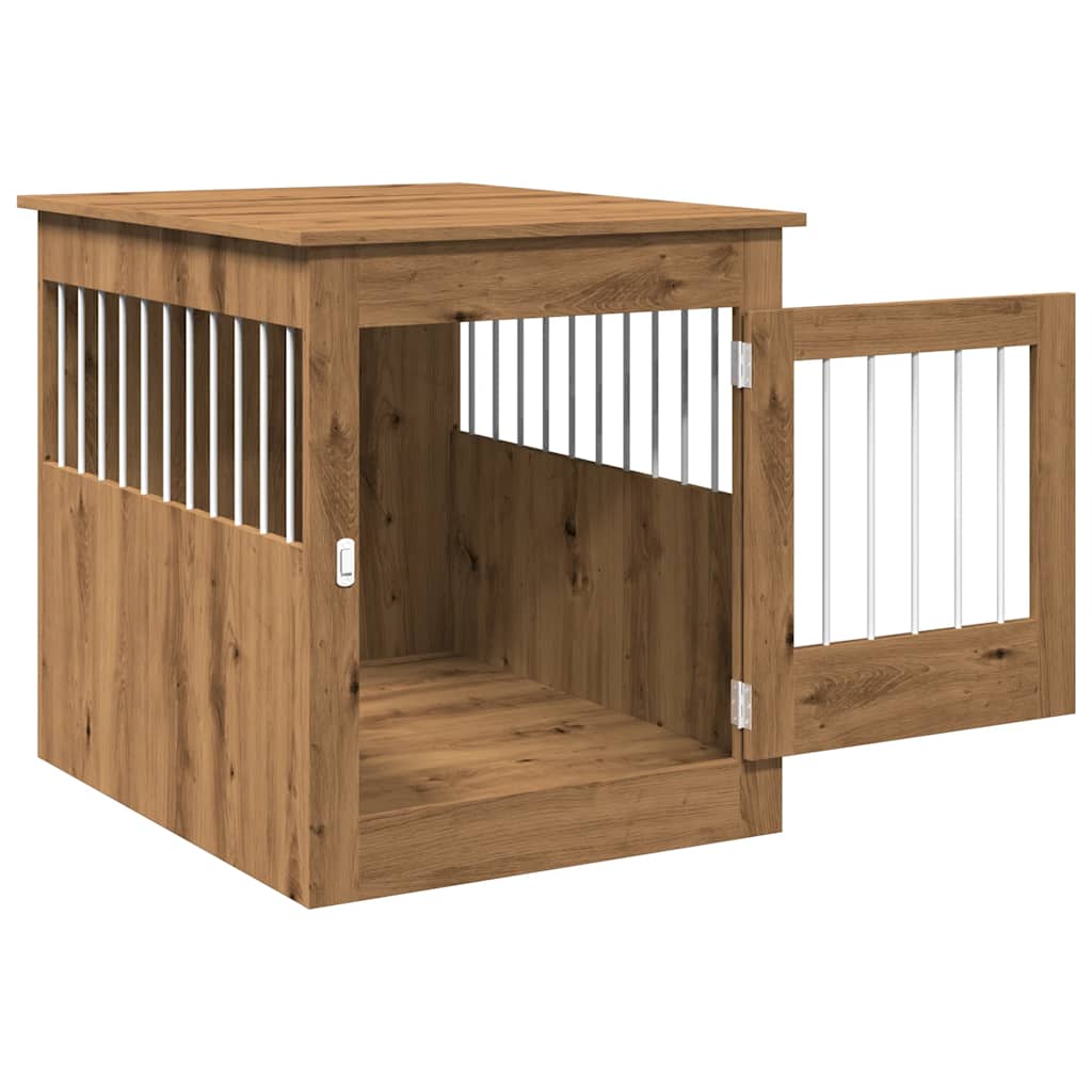 Hondenbench 64,5X80X71 Cm Bewerkt Hout Artisanaal Eikenkleur