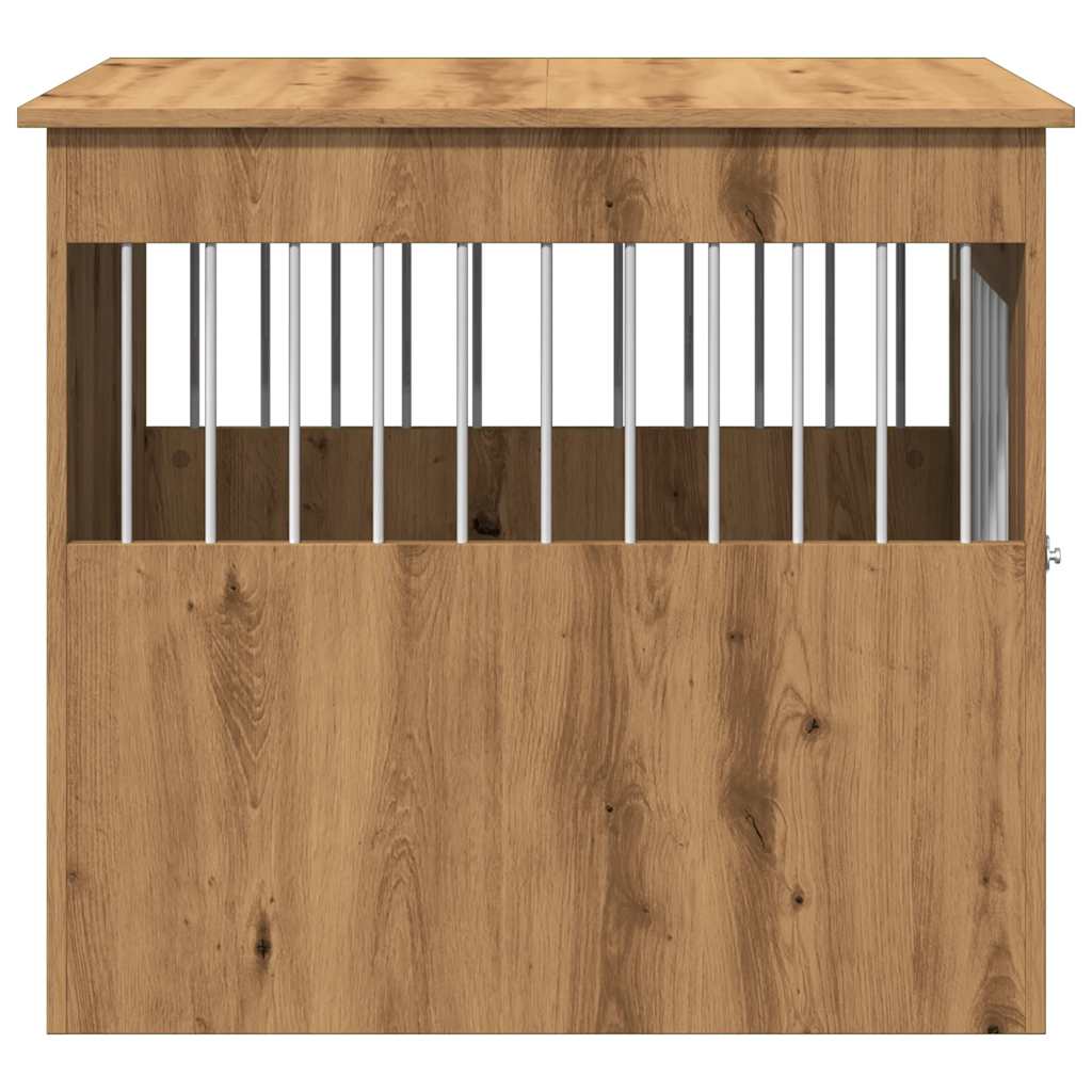 Hondenbench 64,5X80X71 Cm Bewerkt Hout Artisanaal Eikenkleur