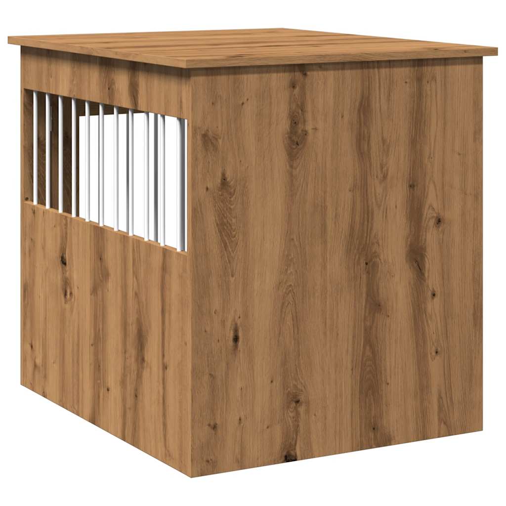 Hondenbench 64,5X80X71 Cm Bewerkt Hout Artisanaal Eikenkleur