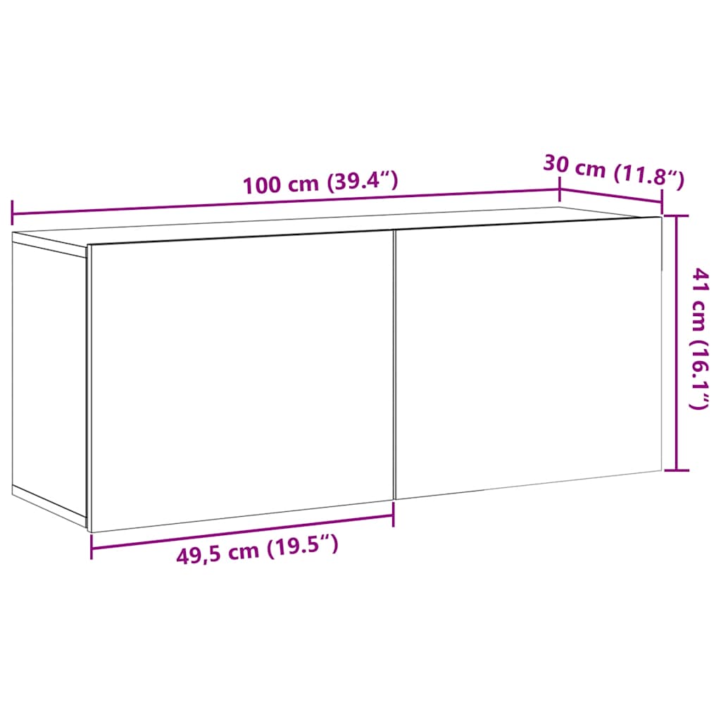 Tv-Meubel Wandgemonteerd 100X30X41 Cm Kleurig