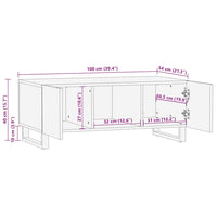 Salontafel 100X54X40 Cm Massief Mangohout Zwart