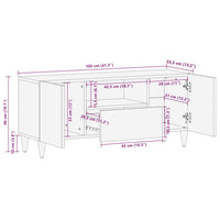 Tv-Meubel 105X33,5X46 Cm Massief Mangohout Lichtgrijs