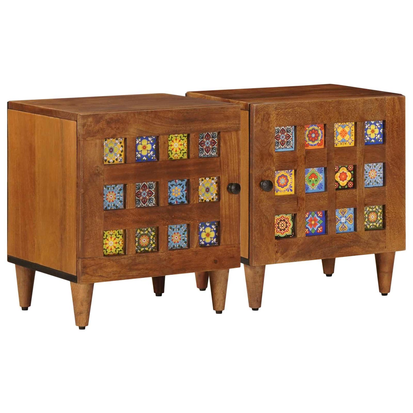 Nachtkastje 2 Pcs Bruin 40 X 33 X 46 Cm Massief Mango Hout