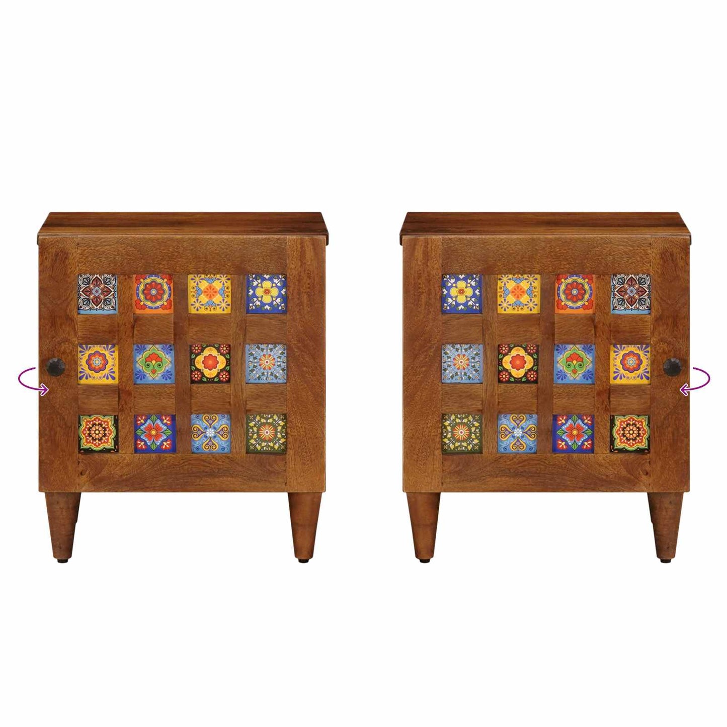 Nachtkastje 2 Pcs Bruin 40 X 33 X 46 Cm Massief Mango Hout
