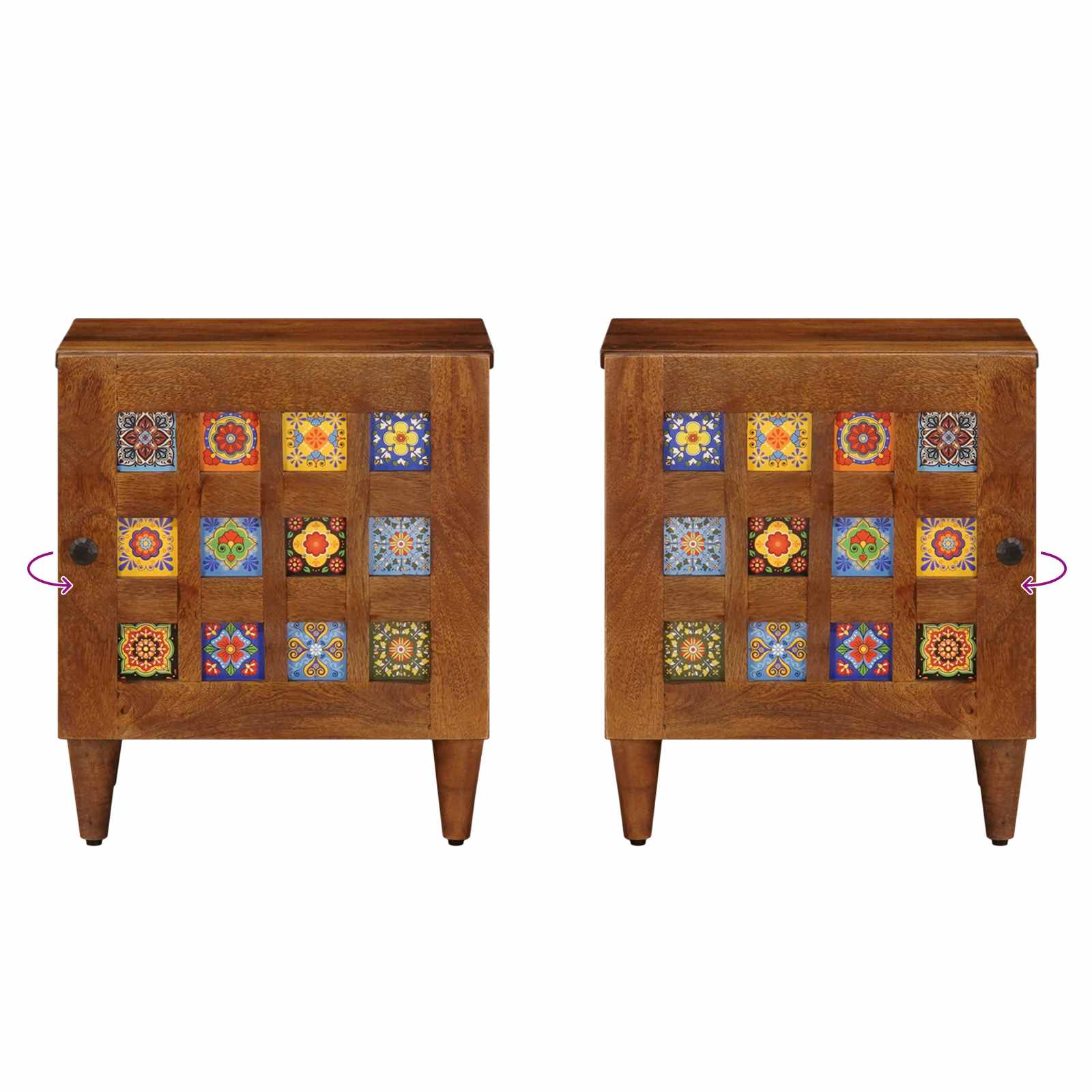 Nachtkastje 2 Pcs Bruin 40 X 33 X 46 Cm Massief Mango Hout