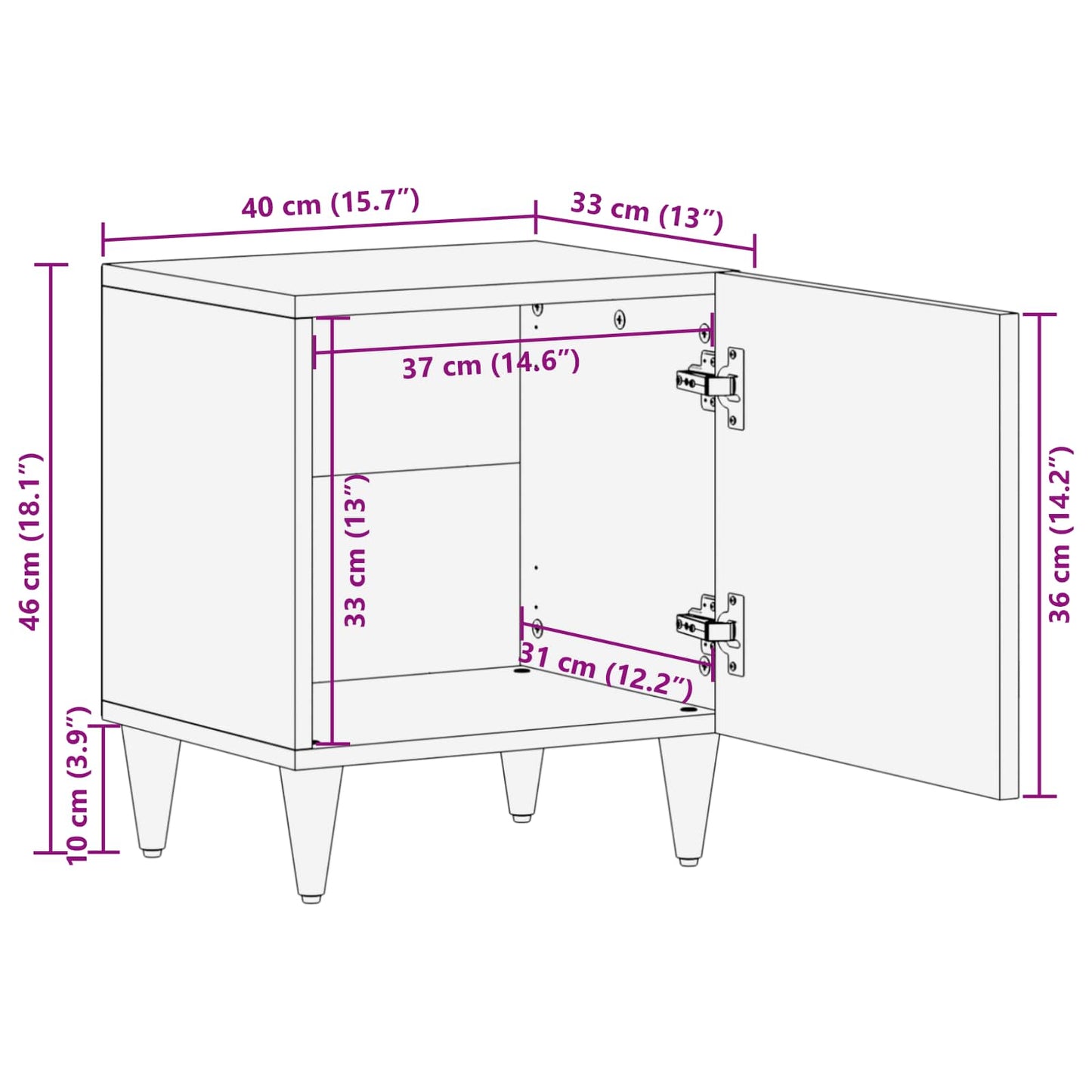 Nachtkastje 2 Pcs Bruin 40 X 33 X 46 Cm Massief Mango Hout