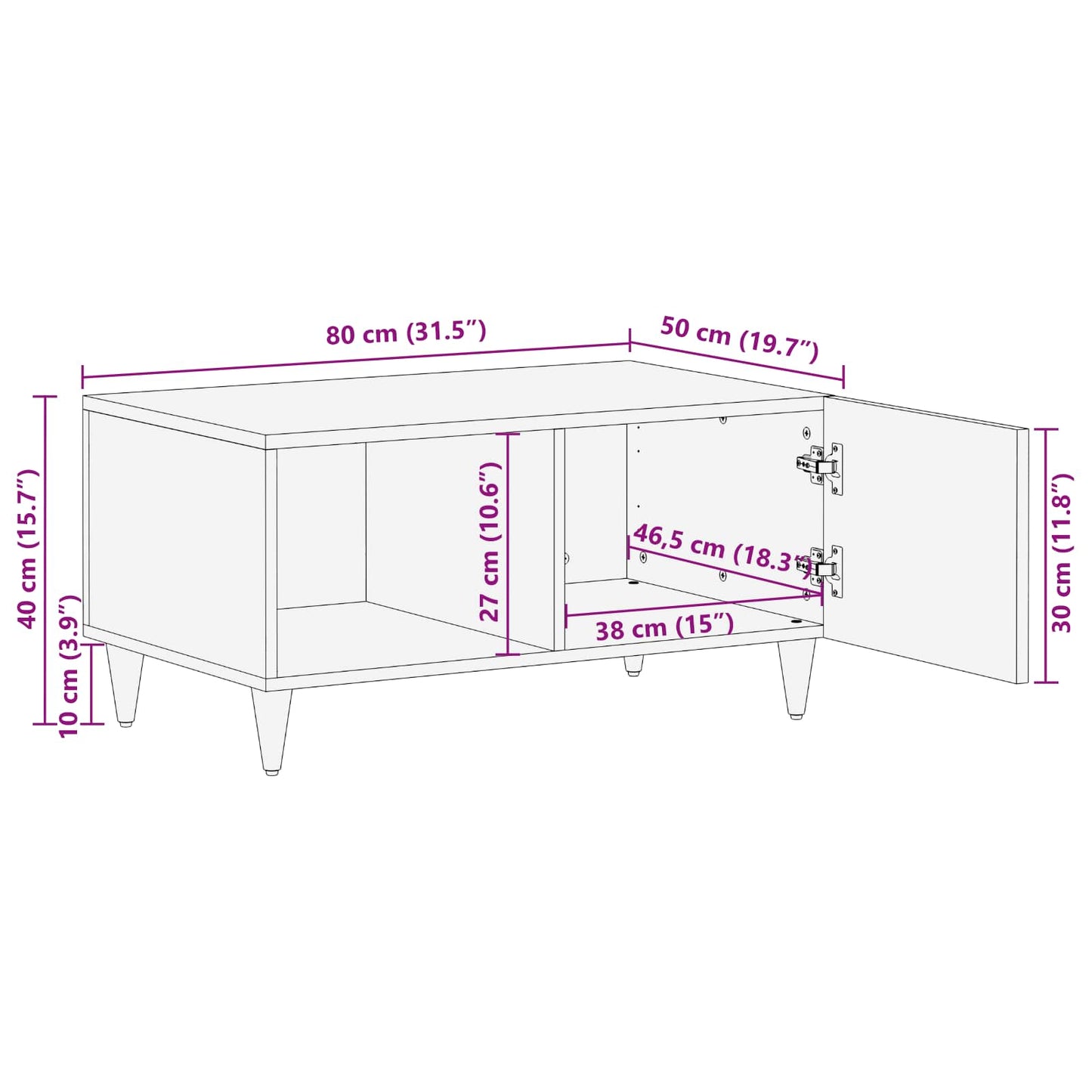 Salontafel Bruin 80 X 50 X 40 Cm Massief Mango Hout