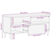 Tv-Meubel 100X33,5X46 Cm Massief Mangohout