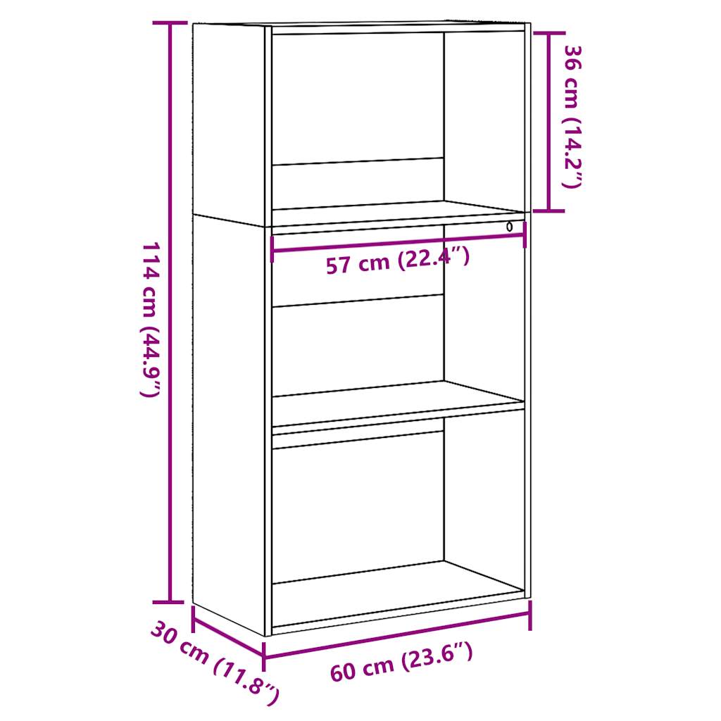 Boekenkast 60X30X Bewerkt Hout Artisanaal Eikenkleurig Artisian Oak