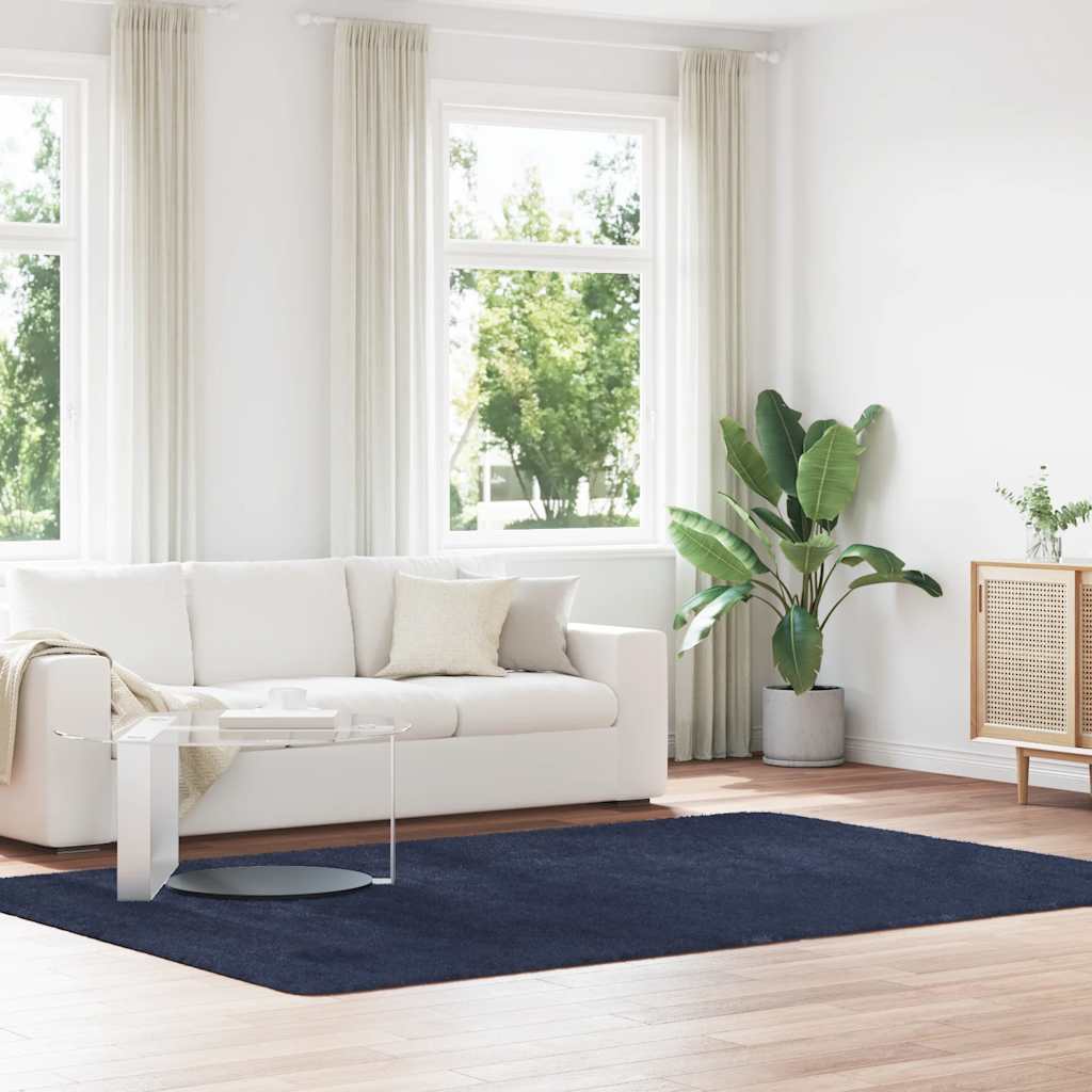 Hoogpolig Vloerkleed Navarra Polyester Marineblauw