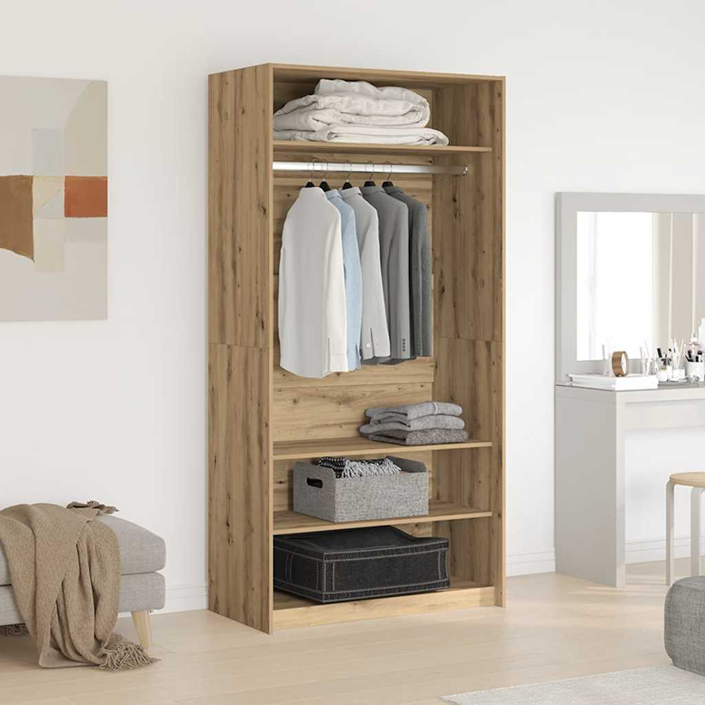 Kledingkast Bewerkt Hout Artisanaal Eikenkleurig