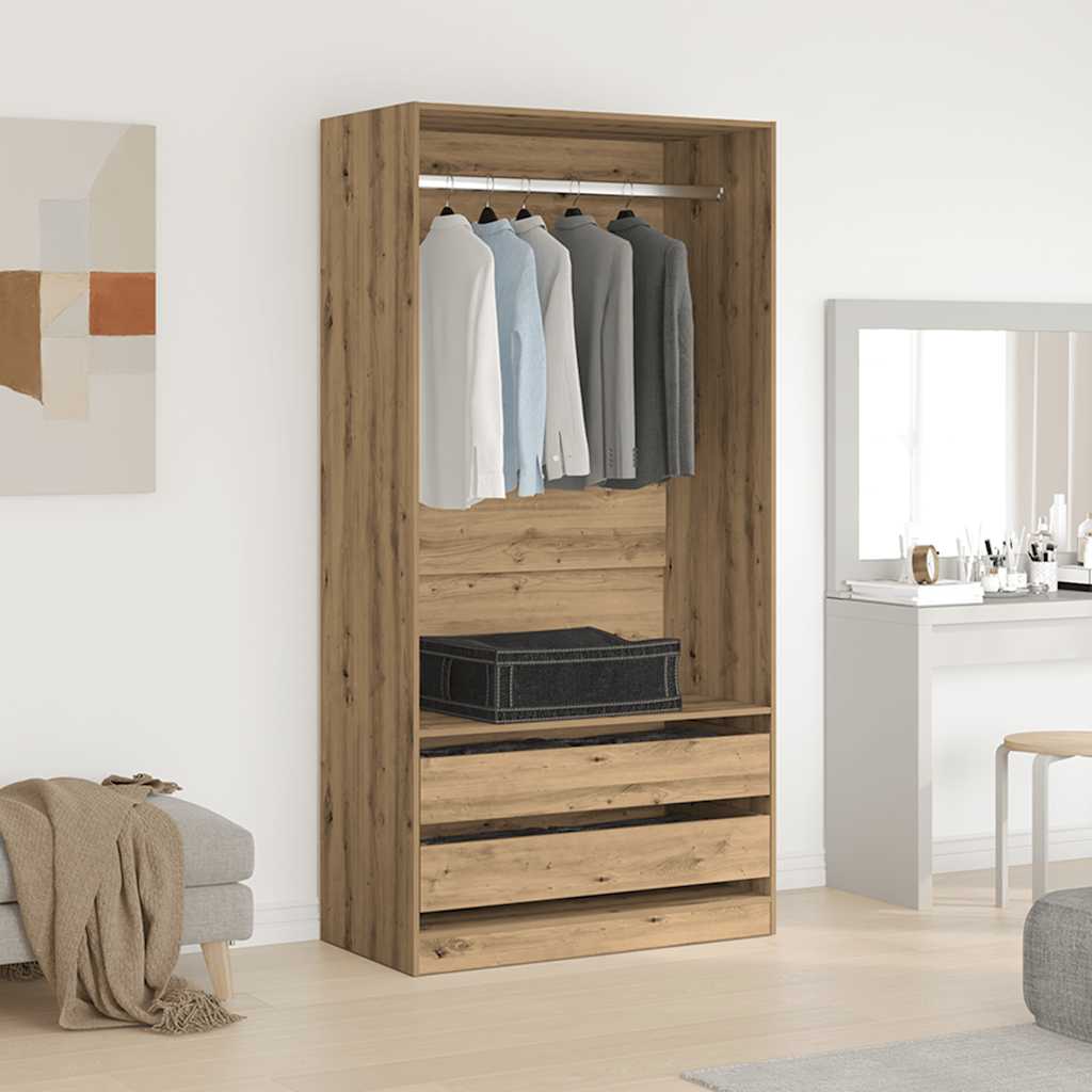 Kledingkast Bewerkt Hout Artisanaal Eikenkleurig