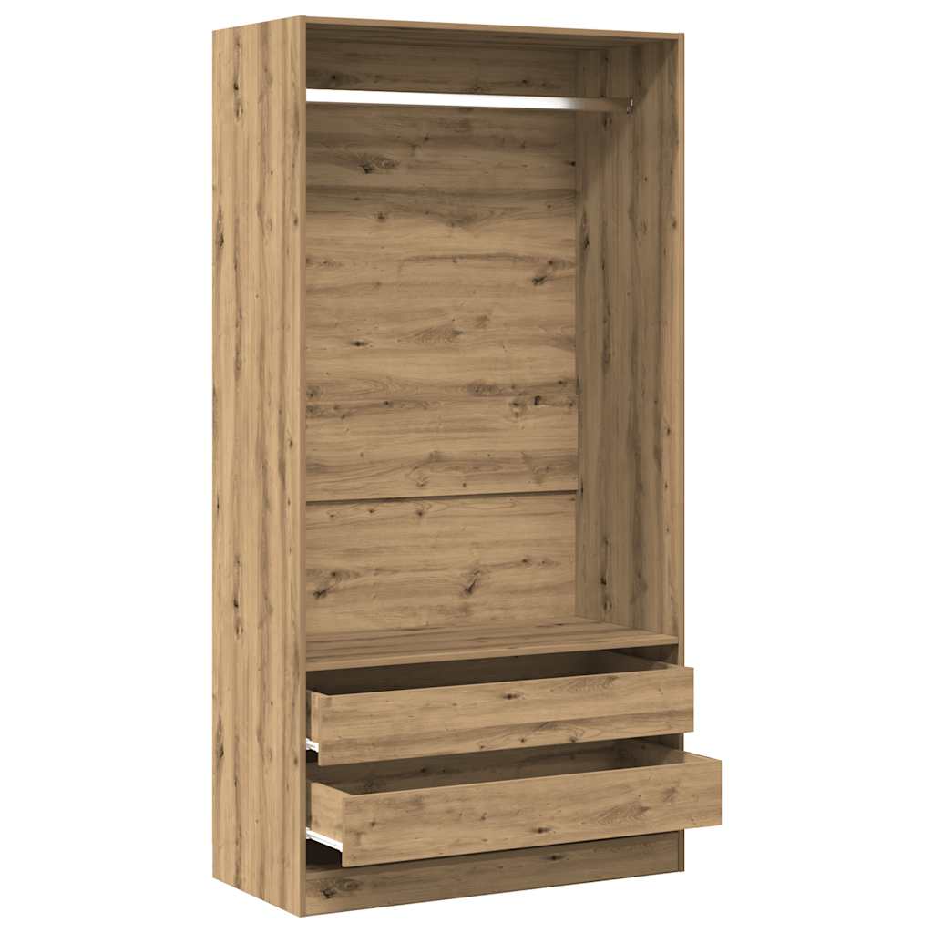 Kledingkast Bewerkt Hout Artisanaal Eikenkleurig