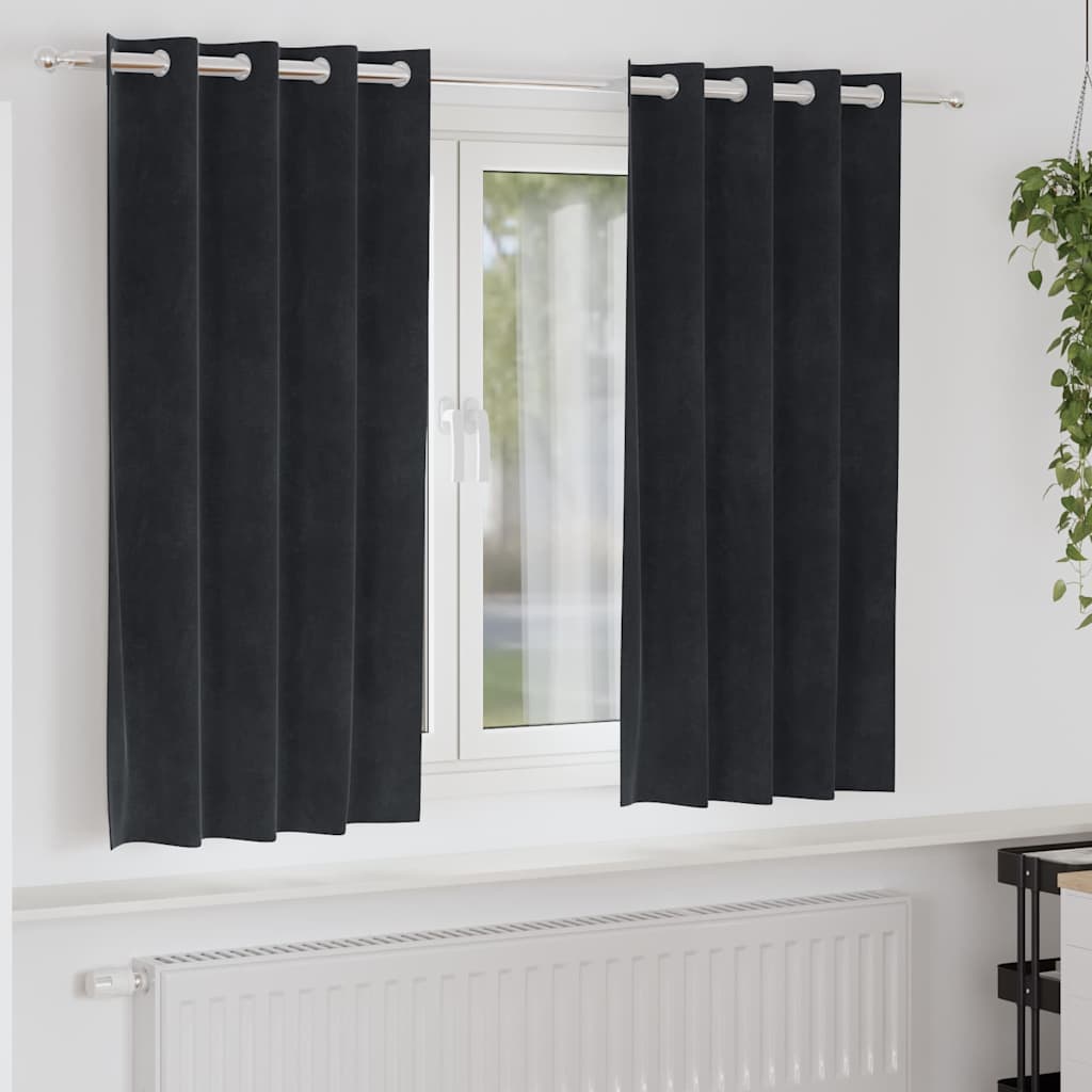 Verduisterende Gordijnen 2 Pcs Fluweel Zwart