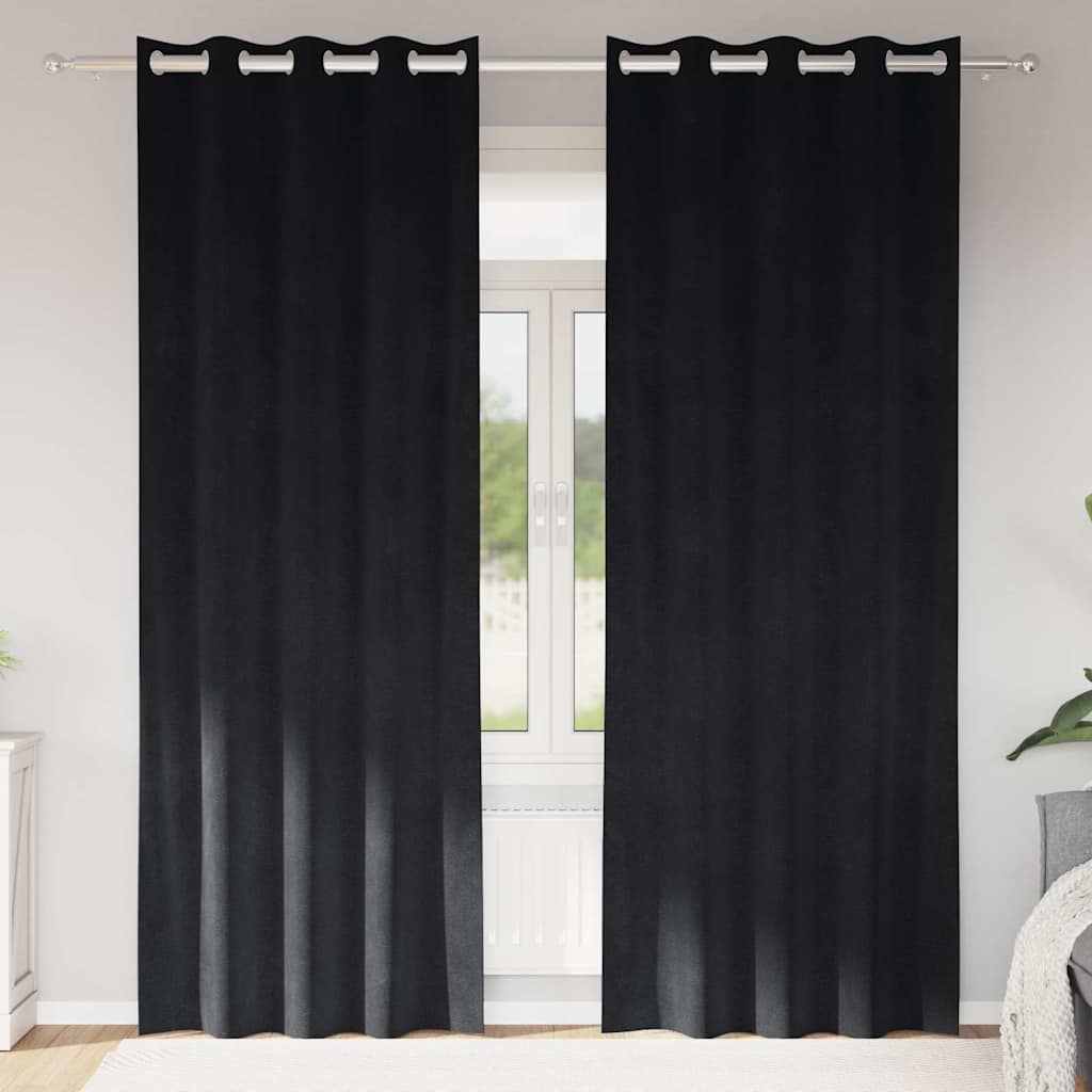 Verduisterende Gordijnen 2 Pcs Fluweel Zwart