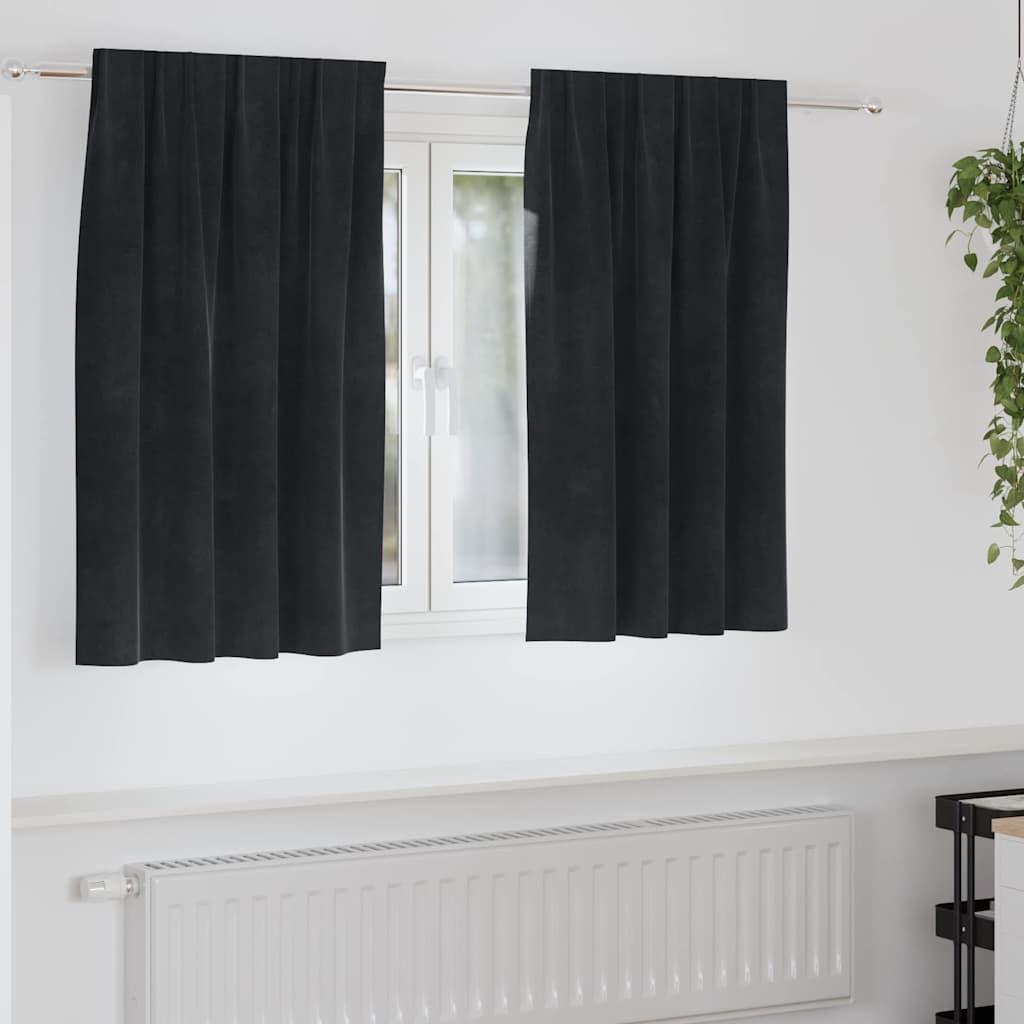 Verduisterende Gordijnen 2 Pcs Fluweel Zwart