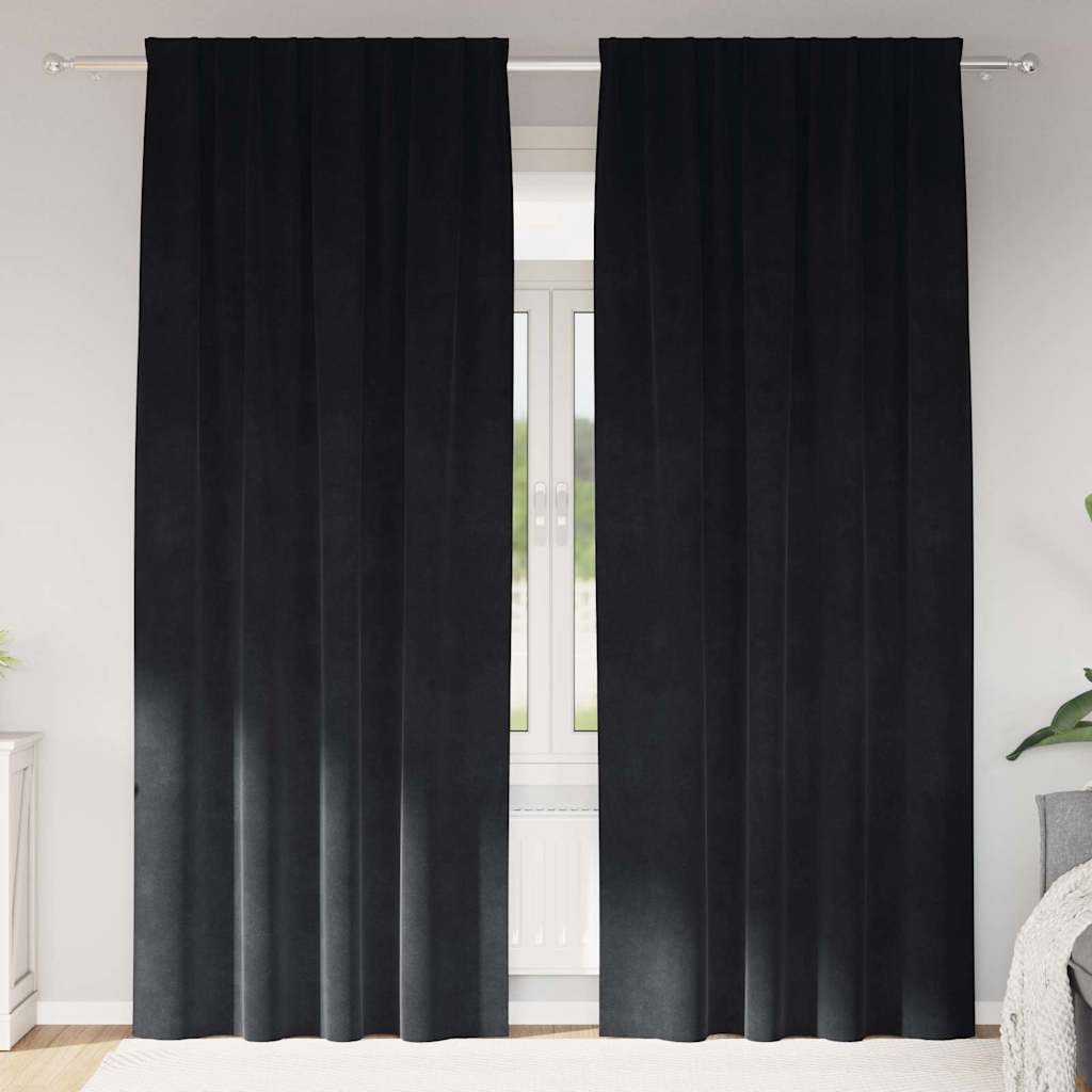 Verduisterende Gordijnen 2 Pcs Fluweel Zwart