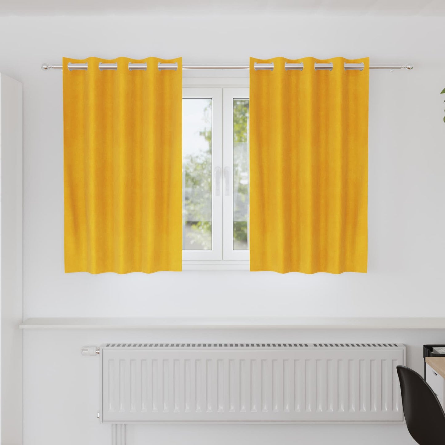 Verduisterende Gordijnen 2 Pcs Fluweel Mosterdgeel