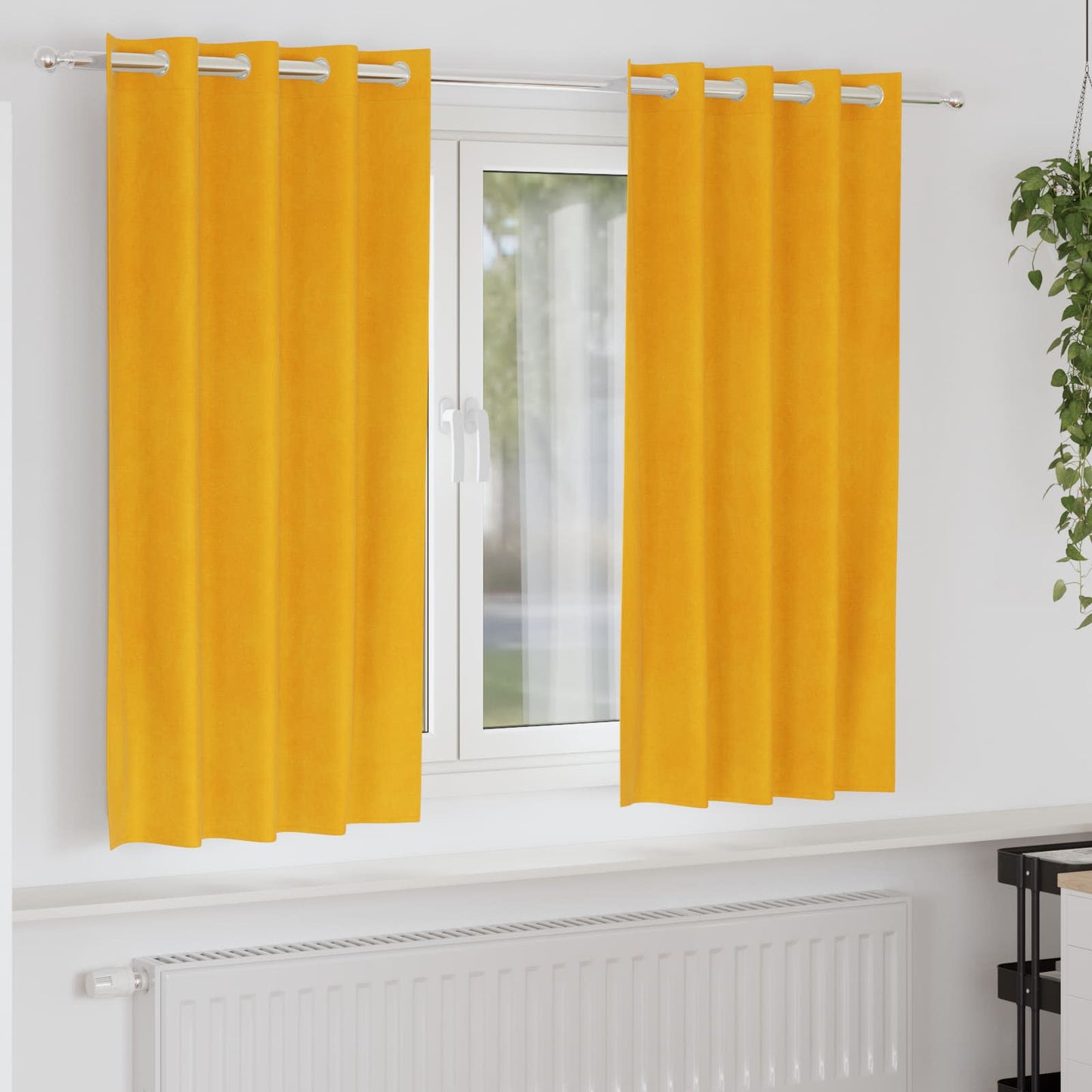 Verduisterende Gordijnen 2 Pcs Fluweel Mosterdgeel