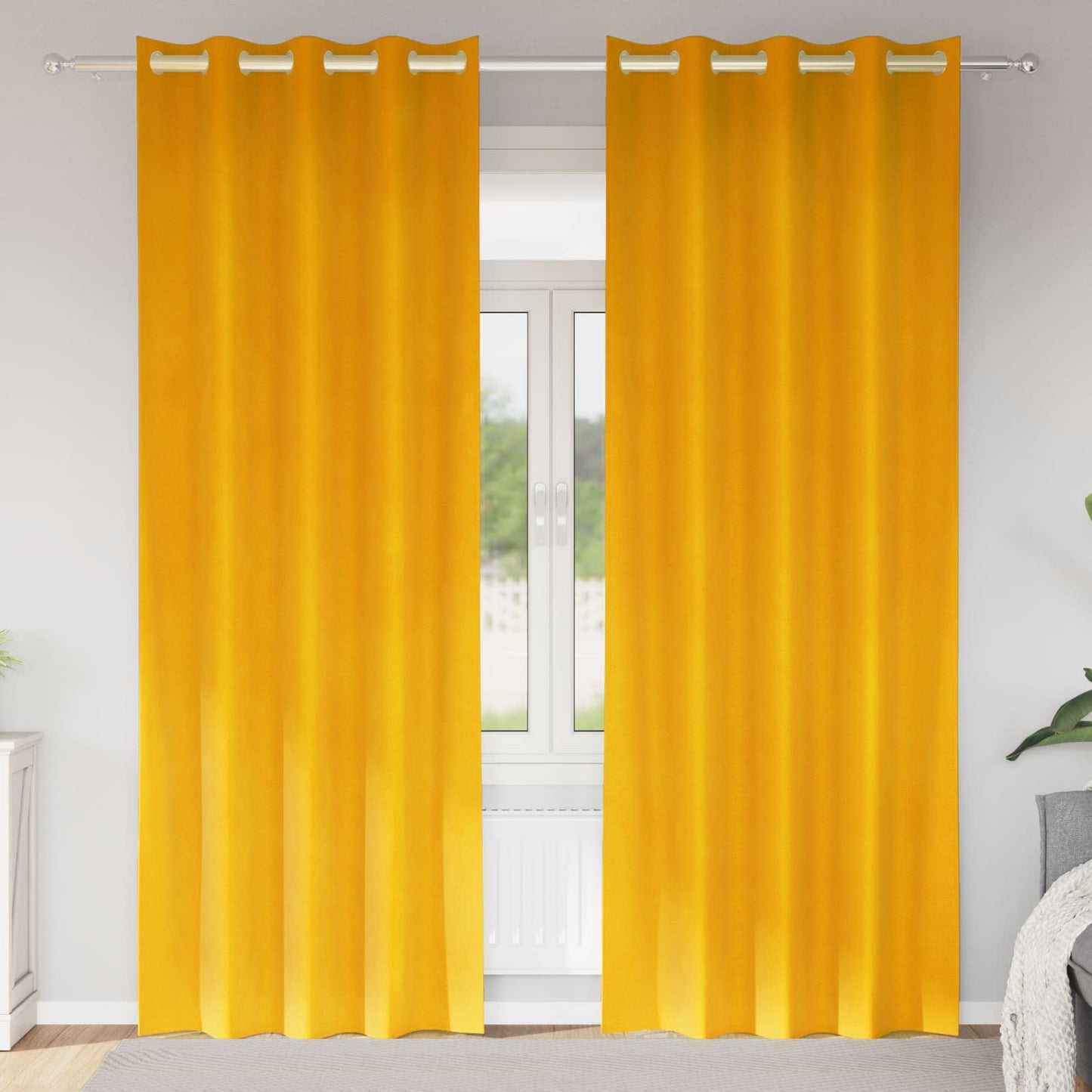Verduisterende Gordijnen 2 Pcs Fluweel Mosterdgeel